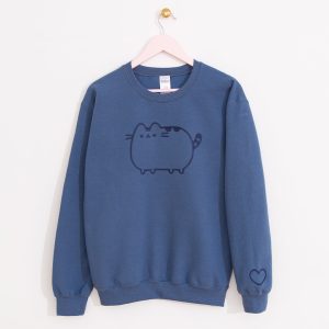 pusheen Pusheen Blue Embroidered Unisex Sweatshirt